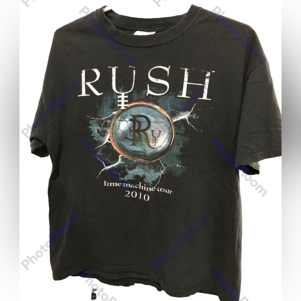 Rush Time Machine Tour 2010 Tee Black T-Shirt Double Sided Short Sleeve Large